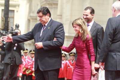 En Palacio de Gobierno El Presidente de la República Alan García Pérez recibe a los Principes de Asturias.(Foto cortesía Andina-Piero V.)