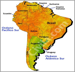 Mapa de América del Sur carta