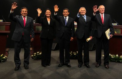 Aparecen los cinco candidatos a la Presidencia de la República cuya elección en el Perú se realizara el domingo 10 de Abril. Foto cortesia ANDINA-Piero Vargas Fot.