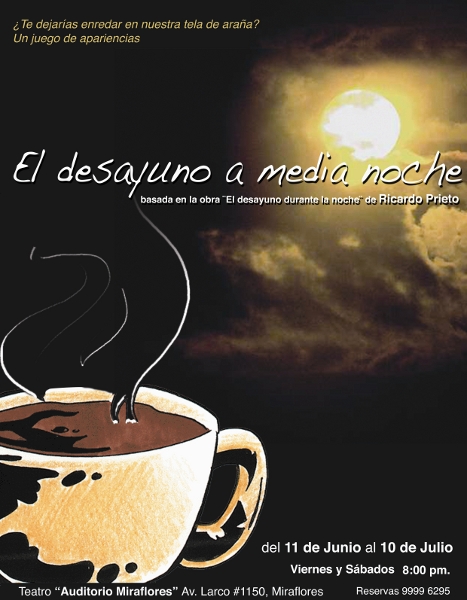 Afiche de la obra teatral "EL DESAYUNO A MEDIA NOCHE"